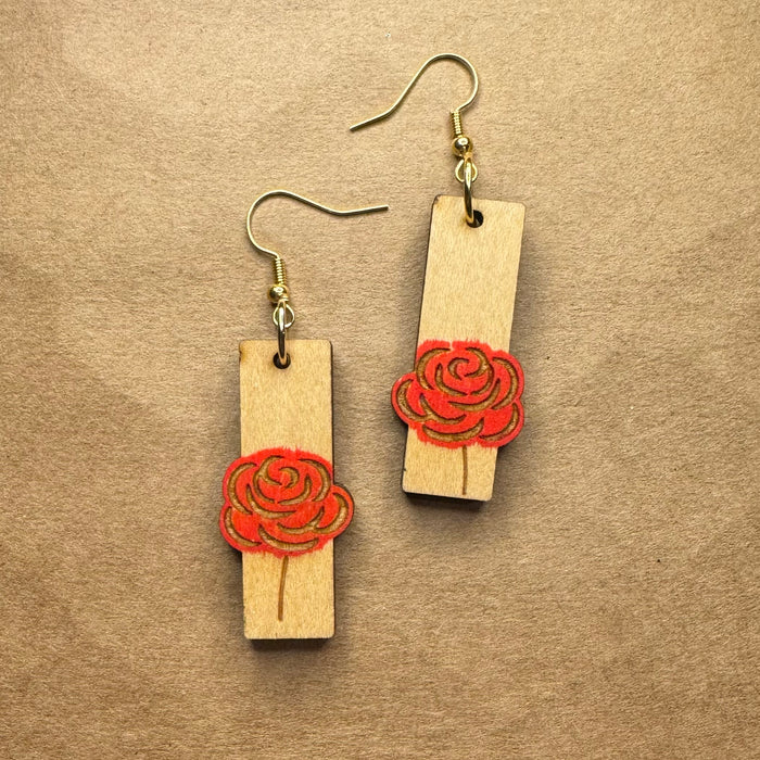 Red Rose Rectangle Dangles