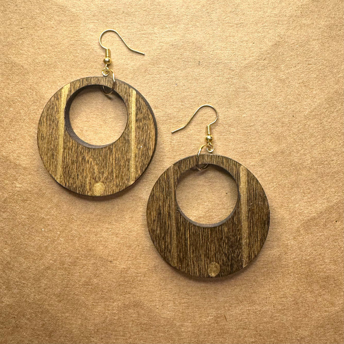 Circle with Cut-out and Gold Accents Dangles